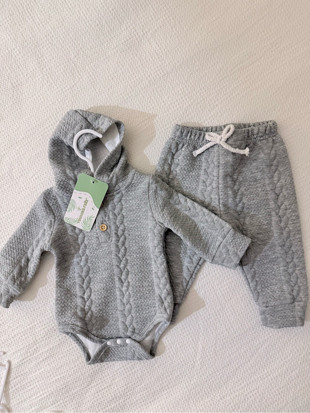 Cozy Grey Quilted Hooded Baby Matching Set
